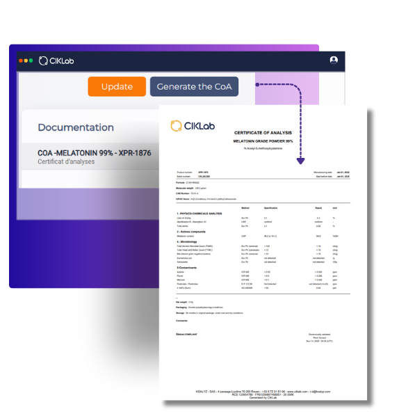 Editez vos certificats d'analyses avec CIKLab